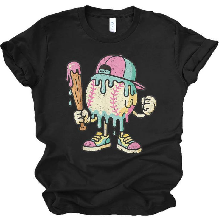 Melted Ice-Cream Baseball Mascot Pastel Pop Unisex Jersey T-Shirt