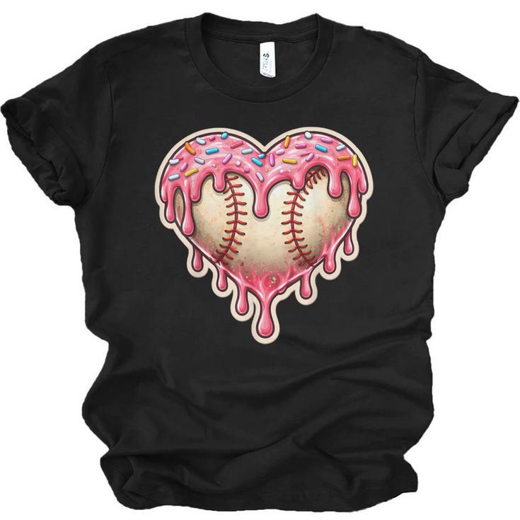 Melting Baseball Drip Heart Softball Player Lover Ice Cream Unisex Jersey T-Shirt