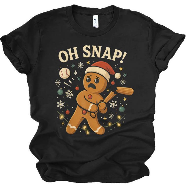 Oh Snap Gingerbreadman Christmas Baseball Unisex Jersey T-Shirt