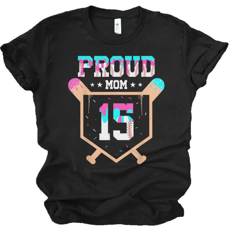 Proud Mom Baseball Player Number 15 Ice Cream Drip Unisex Jersey T-Shirt