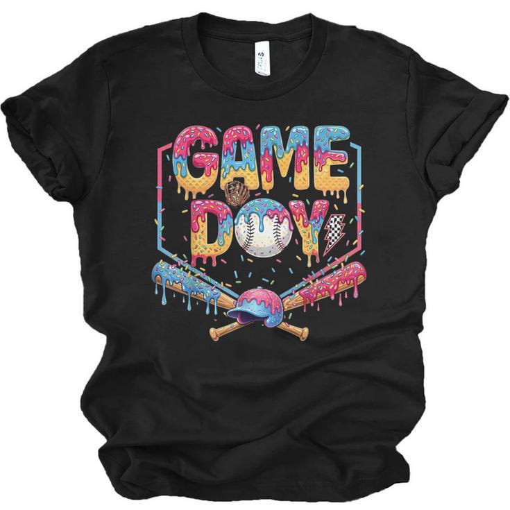 Retro Game Day Baseball Ice Cream Drip For Men Boy Kids Unisex Jersey T-Shirt