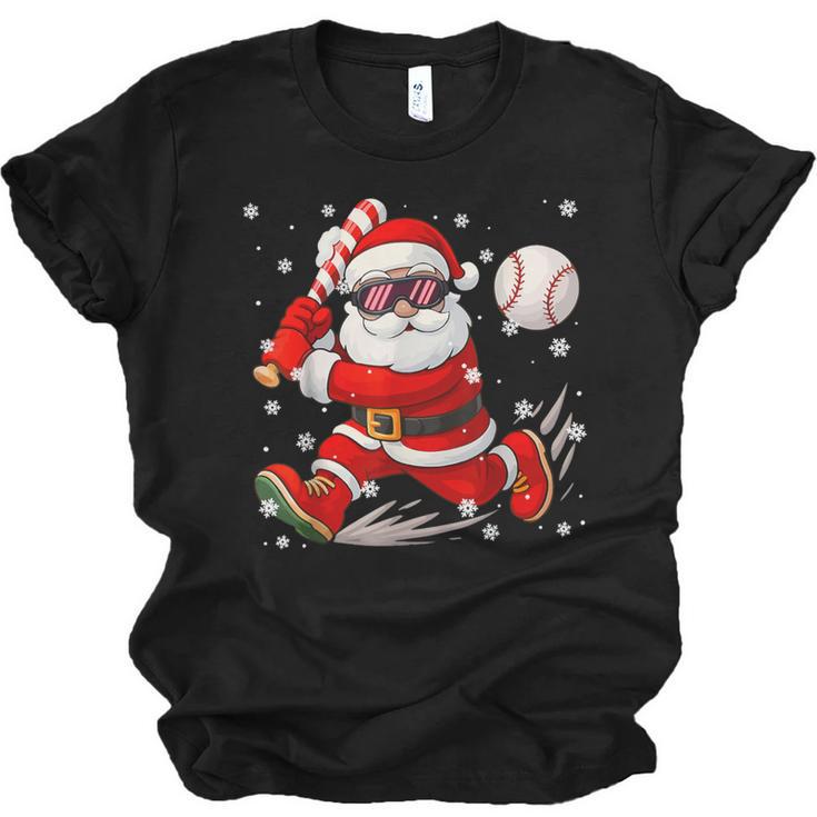 Santa Baseball Christmas Pajamas Xmas Men Boy Toddlers Unisex Jersey T-Shirt