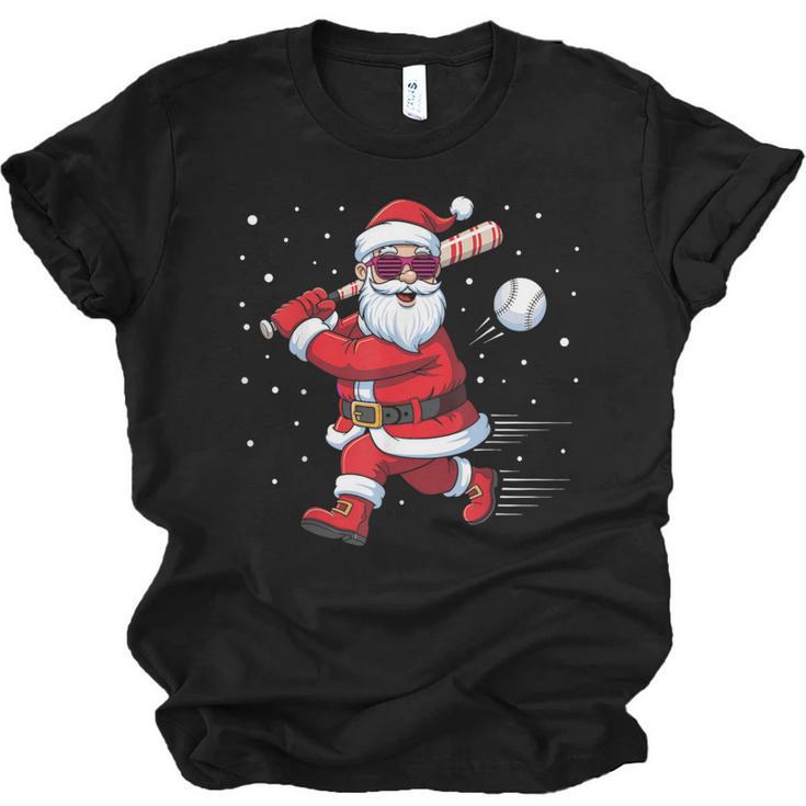 Santa Baseball Christmas Pajamas Xmas Men Kids Boys Unisex Jersey T-Shirt