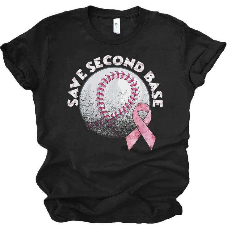Save 2nd Base Breast Cancer Awareness Pink Ribbon Baseball Unisex Jersey T-Shirt