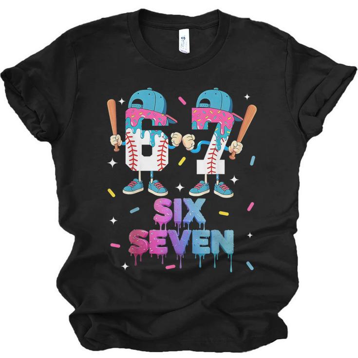 Six Seven Baseball Ice Cream Drip 6 7 Meme Gen Alpha Slang Unisex Jersey T-Shirt