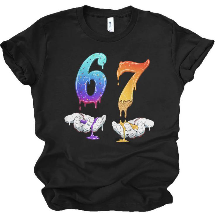 Six Seven Ice Cream Drip Cool Meme 67 Number Baseball Unisex Jersey T-Shirt