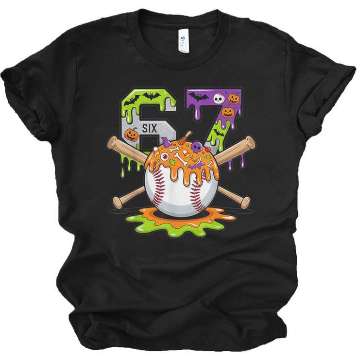 Spooky Halloween Baseball Ice Cream Dripping Six Seven 6 7 Unisex Jersey T-Shirt