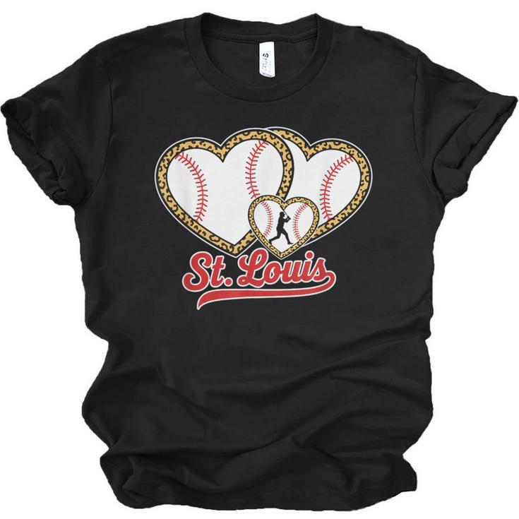 St Louis Leopard Heart Baseball Batter Boys Fan Unisex Jersey T-Shirt