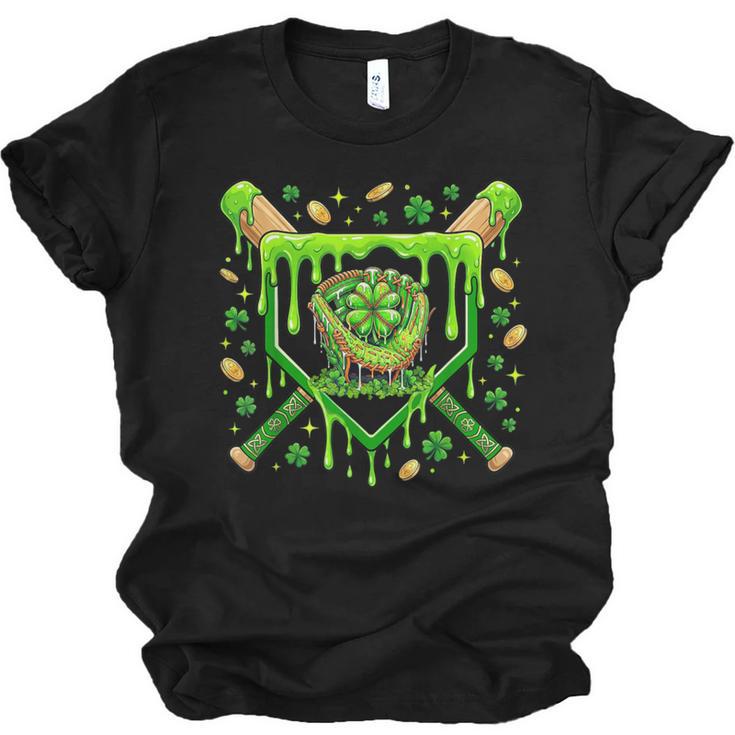 St Patricks Day Baseball Ice Cream Shamrock Baseball Player Unisex Jersey T-Shirt