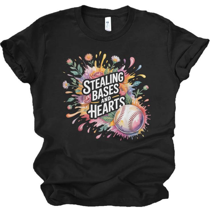 Stealing Bases And Hearts Baseball Puns Sports Unisex Jersey T-Shirt