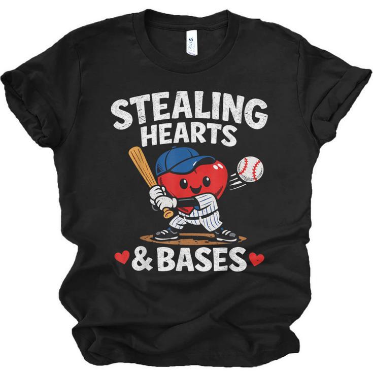 Stealing Hearts & Bases Valentine’s Day Baseball Love Unisex Jersey T-Shirt