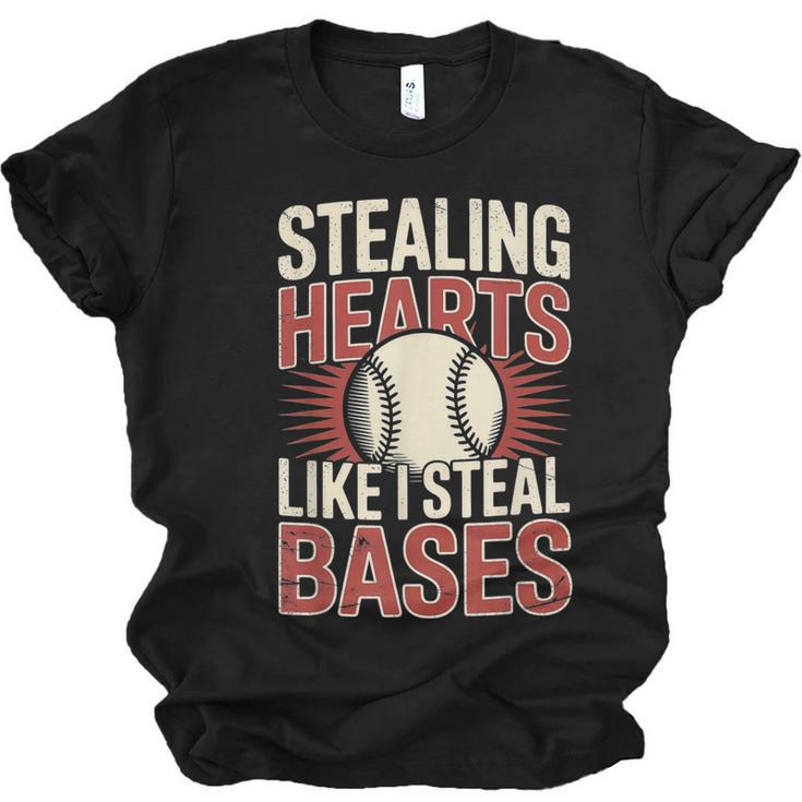 Stealing Hearts Like I Steal Bases Baseball Valentine Retro Unisex Jersey T-Shirt