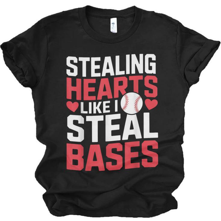 Stealing Hearts Like I Steal Bases Cute Baseball Kids Unisex Jersey T-Shirt