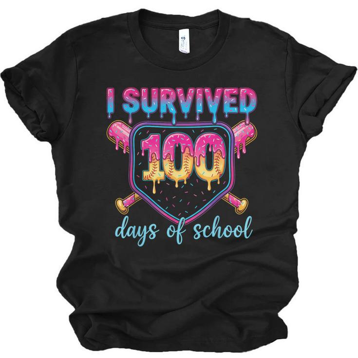 I Survived 100 Days Of School Baseball 100th Day Kids Girls Unisex Jersey T-Shirt