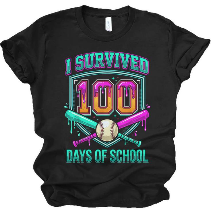 I Survived 100 Days Of School Baseball Drip Unisex Jersey T-Shirt