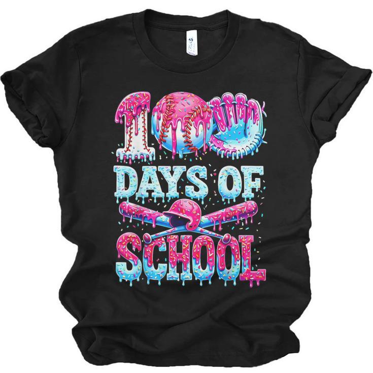 Survived 100 Days Of School Baseball Ice Cream Drip Boy Kids Unisex Jersey T-Shirt