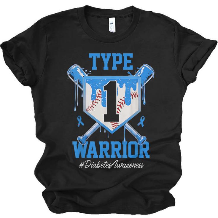 T1D Warrior Baseball Drip Diabetes Awareness Blue Ribbon Unisex Jersey T-Shirt