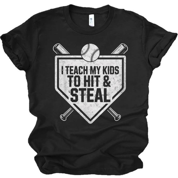 I Teach My Kids To Hit & Steal Baseball Player Coach Dad Tee Unisex Jersey T-Shirt