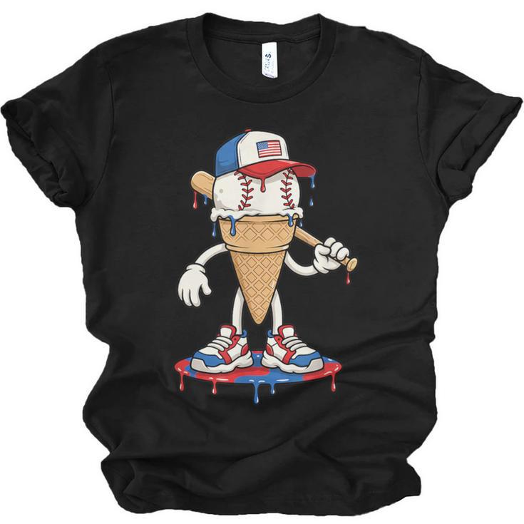 USA Patriotic Baseball Ice Cream Cone Freedom Unisex Jersey T-Shirt