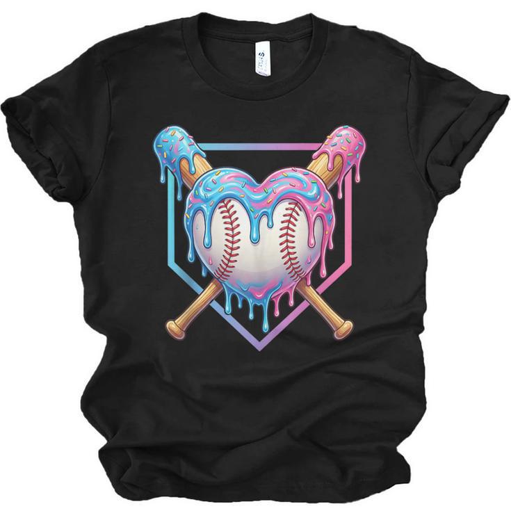 Valentines Baseball Heart Dripping Ice Cream Gen Z Alpha Unisex Jersey T-Shirt