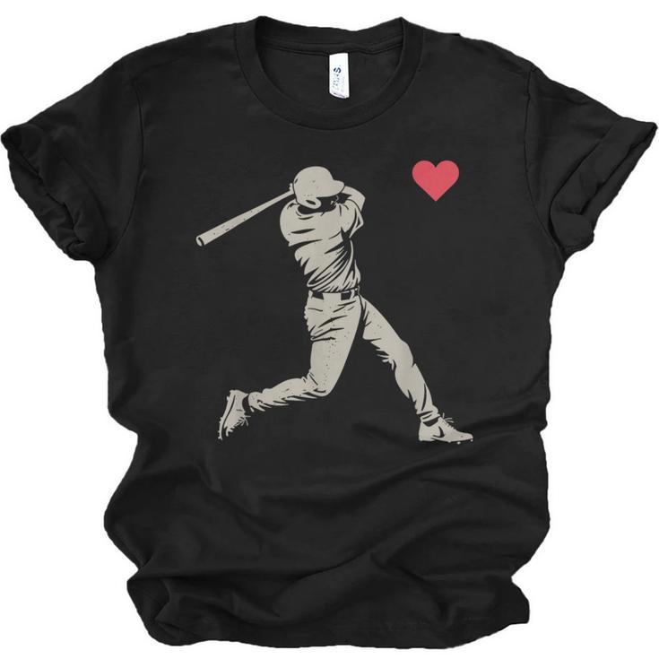 Valentines Day Baseball Batter Silhouette Heart Men Boy Kids Unisex Jersey T-Shirt