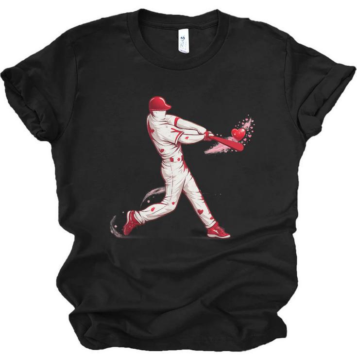 Valentines Day Baseball Batter Silhouette Heart For Men Boys Unisex Jersey T-Shirt