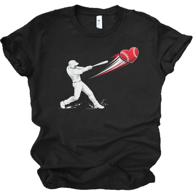 Valentines Day Baseball Batter Silhouette Heart Unisex Jersey T-Shirt