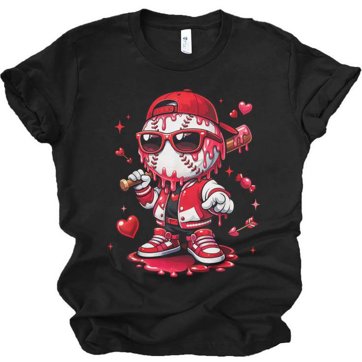 Valentines Day Baseball Drip Ice Cream For Boys Kids Teens Unisex Jersey T-Shirt