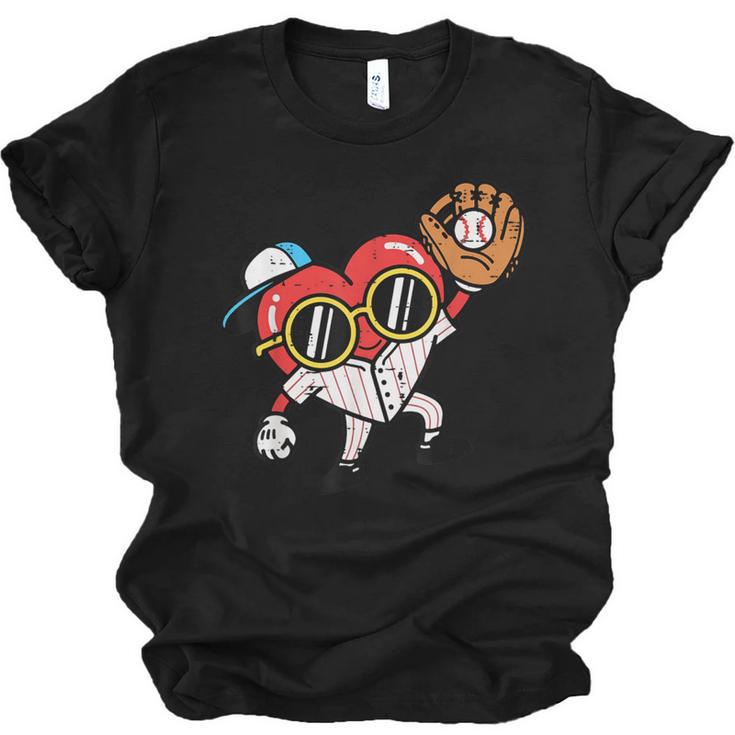 Valentines Day Baseball Heart Gloves Cute Boys Kid Youth Men Unisex Jersey T-Shirt