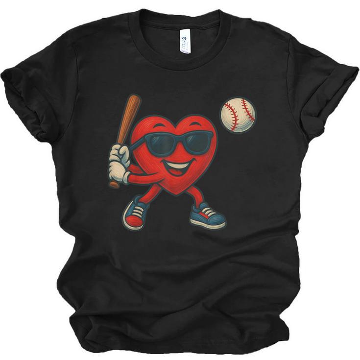Valentines Day Baseball Red Heart Love Boys Kids Tee Unisex Jersey T-Shirt