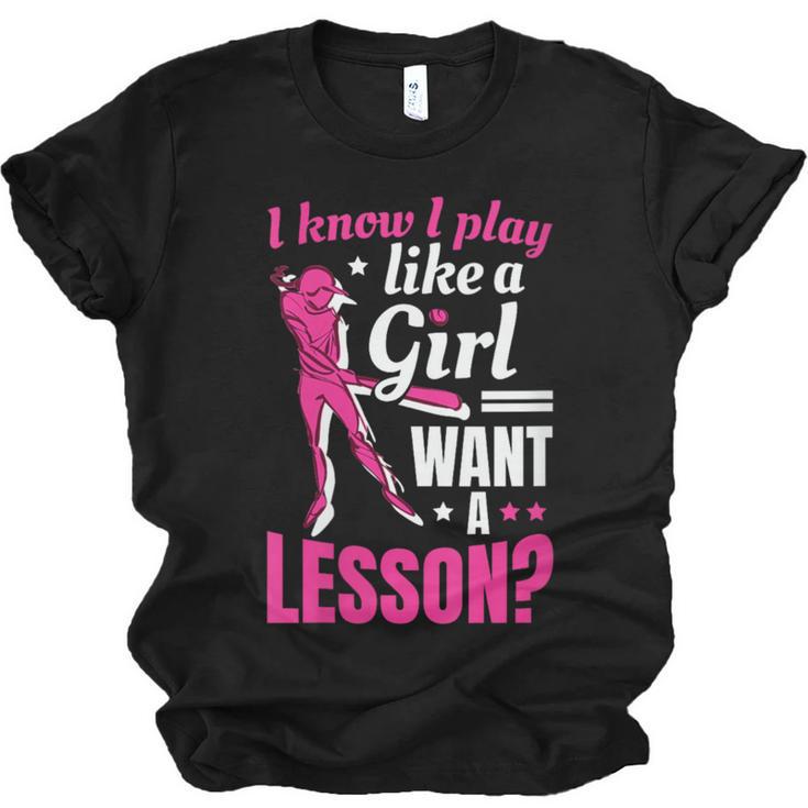 Women's Play Like A Girl Softball Baseball Girls Unisex Jersey T-Shirt