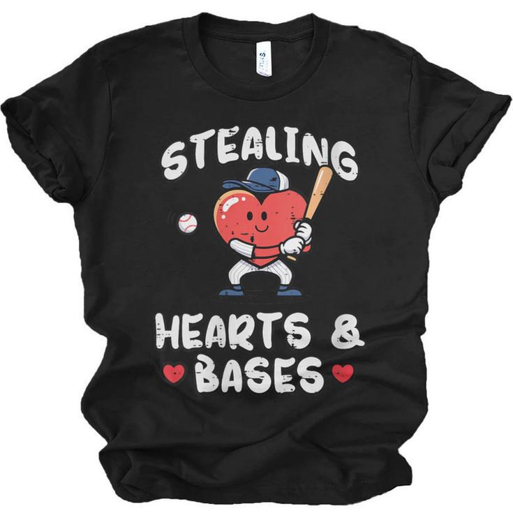 Women's Valentines Day Baseball Stealing Hearts Bases Boys Kids Men Unisex Jersey T-Shirt