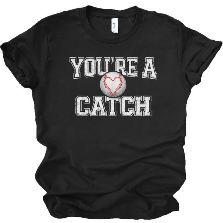 You'Re A Catch Baseball Pun Heart Kids Boys Valentines Unisex Jersey T-Shirt