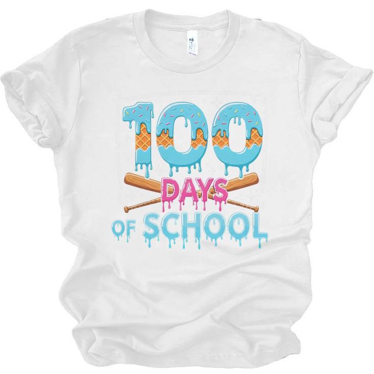 100 Days Of School Drip Ice Cream Baseball For Teacher Kids Premium Tri-Blend Unisex Jersey T-Shirt