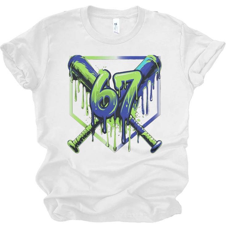 67 Baseball Drip Effect Urban Tee Style 6-7 Meme Graphic Premium Tri-Blend Unisex Jersey T-Shirt