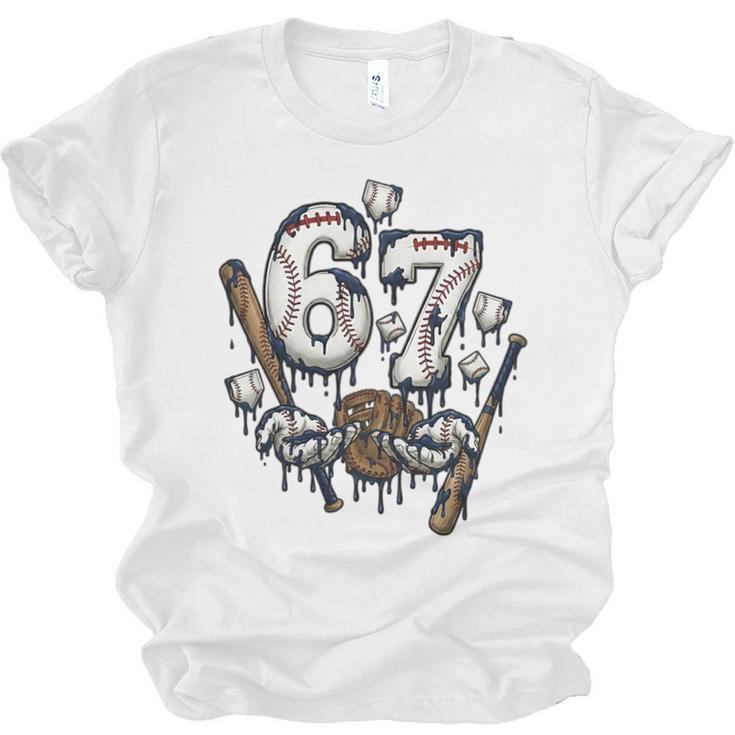 67 Baseball Six Seven Baseball 6 7 Kids Boys Girls Premium Tri-Blend Unisex Jersey T-Shirt