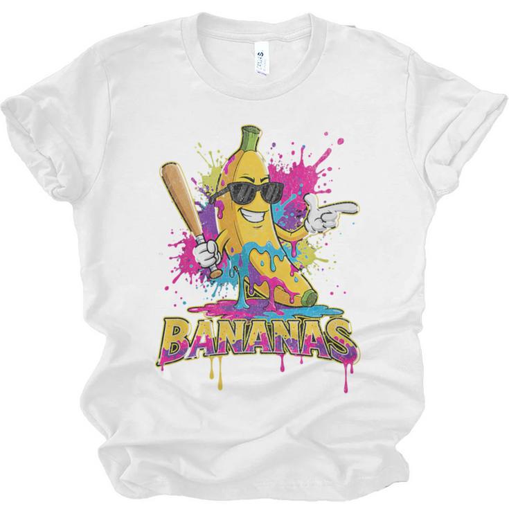 Baseball Banana Splatter Sports Kids Teens Premium Tri-Blend Unisex Jersey T-Shirt