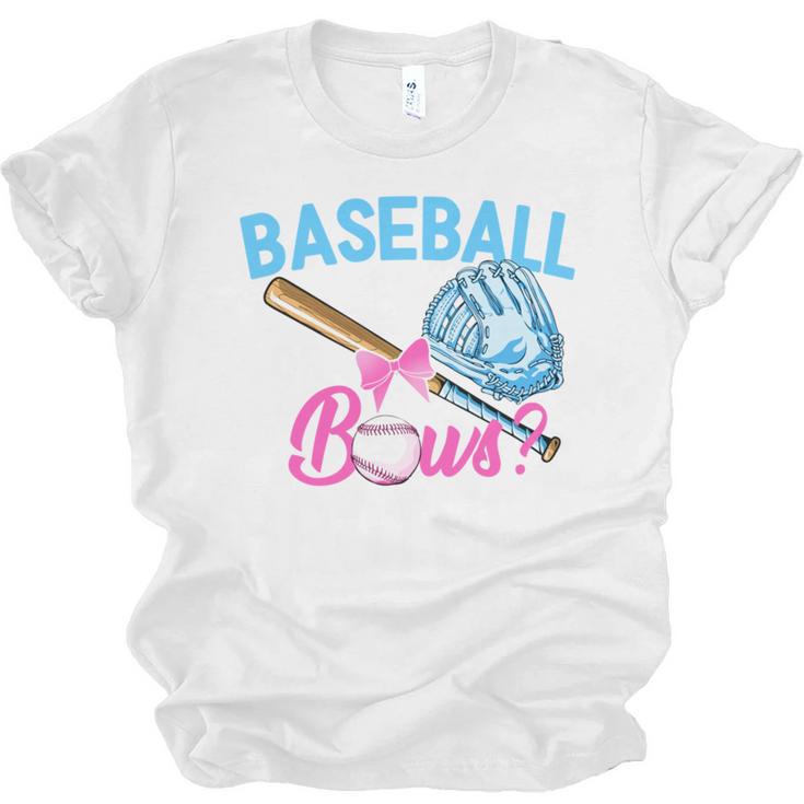 Baseball Or Bows Brother Loves You Gender Reveal Boy Or Girl Unisex Jersey T-Shirt