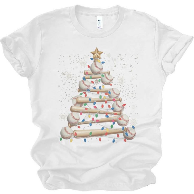 Baseball Christmas Tree Light Xmas Tees Boys Kids Men Unisex Jersey T-Shirt