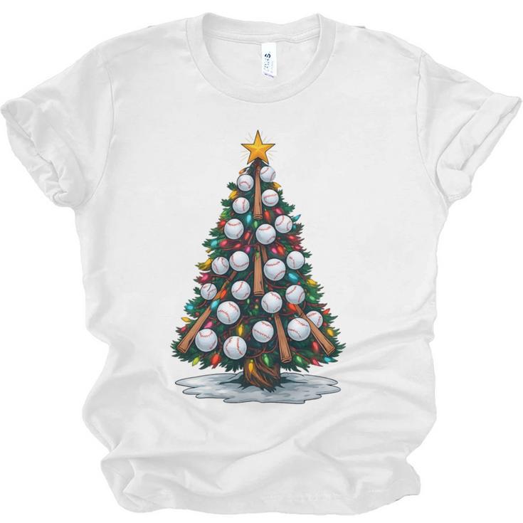 Baseball Christmas Tree Men Boys Youth Santa Sports Unisex Jersey T-Shirt