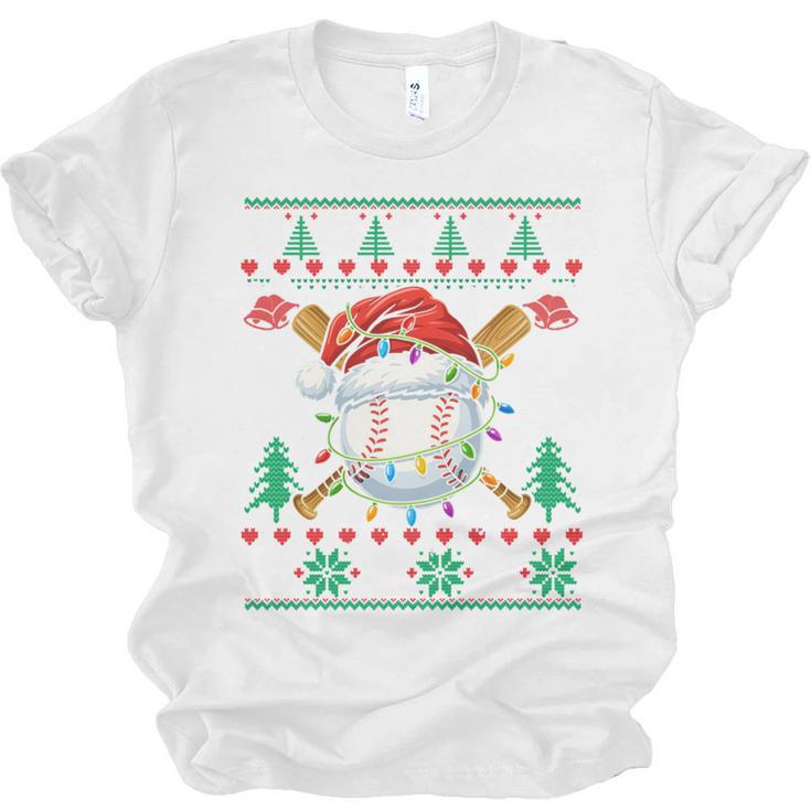 Baseball Christmas Ugly Sweater Santa Sport Men Kids Unisex Jersey T-Shirt