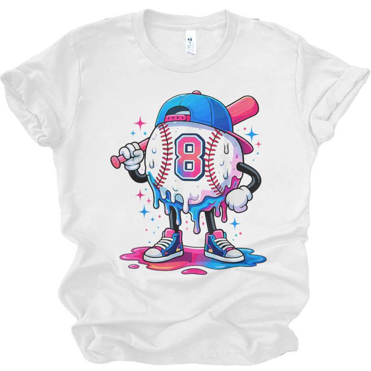 Baseball Drip 8th 8 Year Old Birthday Boys Pitcher Player Unisex Jersey T-Shirt