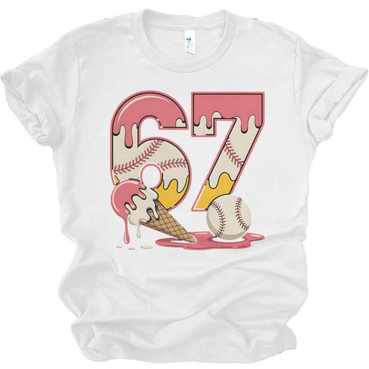 Baseball Drip Number 67 Player Ice Cream Or 67th Birthday Unisex Jersey T-Shirt