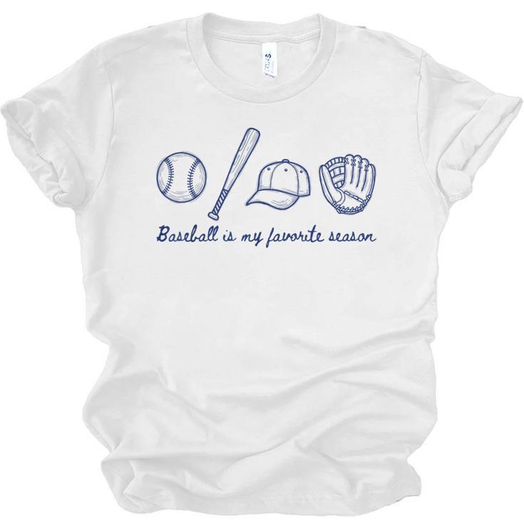 Baseball Is My Favorite Season Sports Minimalist Line Art Unisex Jersey T-Shirt