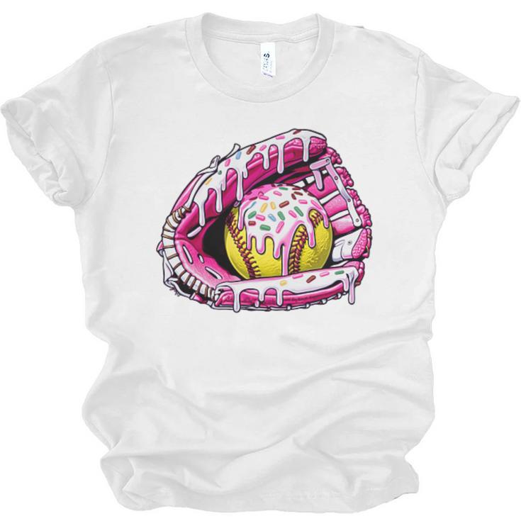 Baseball Glove Drip Shirt Ice Cream Dripping Girls Pocket Premium Unisex Jersey T-Shirt
