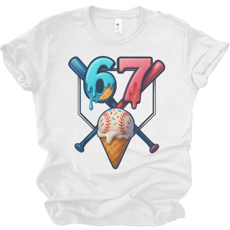 Baseball Ice Cream Drip 67 Six Seven Gen Alpha Slang Meme Unisex Jersey T-Shirt