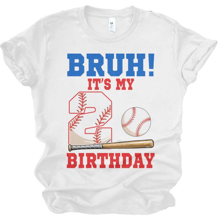 Bruh It's My 2nd Birthday Boy Baseball Themed Party Unisex Jersey T-Shirt