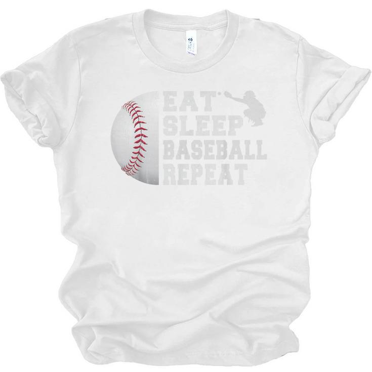 Eat Sleep Baseball Repeat Catcher Boys Youth Men Unisex Jersey T-Shirt