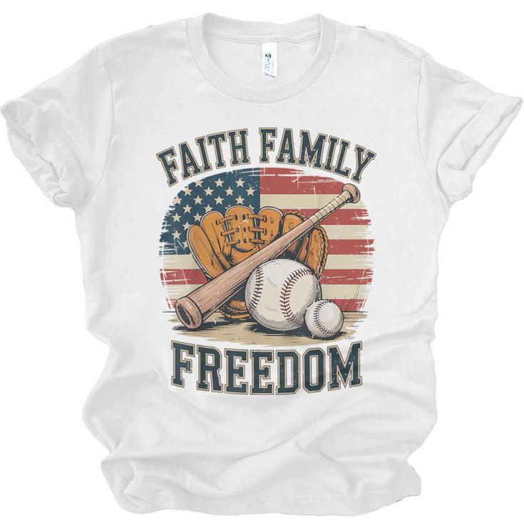 Faith Family Freedom Patriotic Christian Baseball Game Day Unisex Jersey T-Shirt