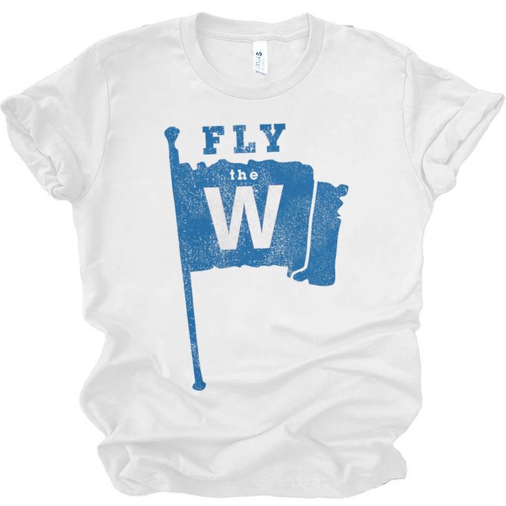 Fly The W Chicago Baseball Winning Flag Distressed Premium Tri-Blend Unisex Jersey T-Shirt